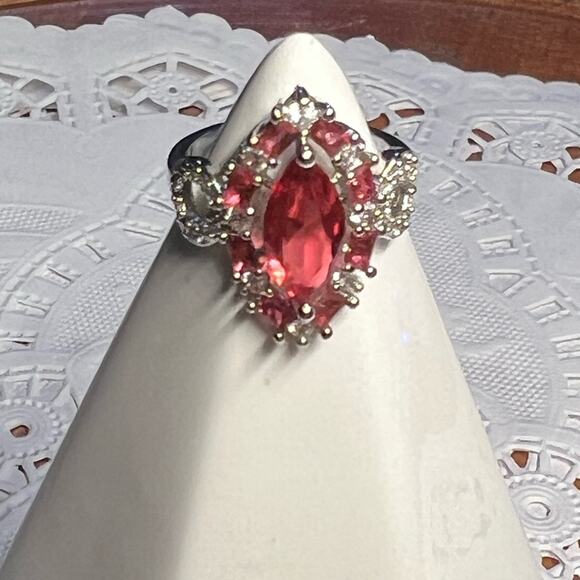 Pink Marquise Cut Stone set in 925 Sterling Silver Ring - Picture 10 of 11